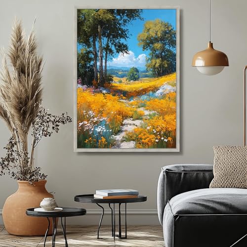 Toile prairie de fleurs sauvages XBTYKPB 60x90cm avec cadre intérieur