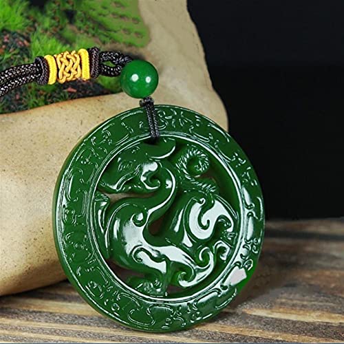 YZDKJ Jade Vert Chinois Antique Dragon Jade Pendentif Bijoux Chanceux exorcise Mauvais Esprits Amulet Jade Pendentif Jade Jade Bijoux (Gem Color : Green)