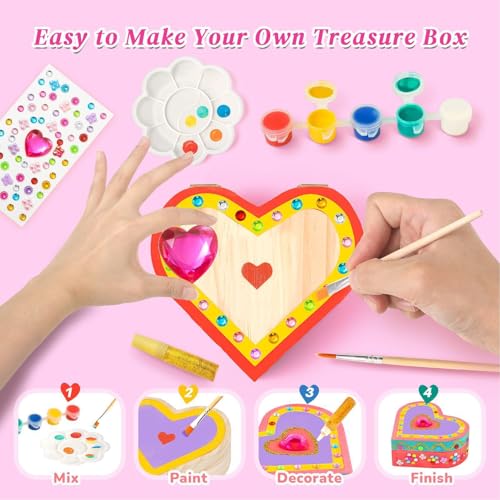 Pinte el joyero para niñas y organiza sus accesorios con este kit creativo de corazón 6