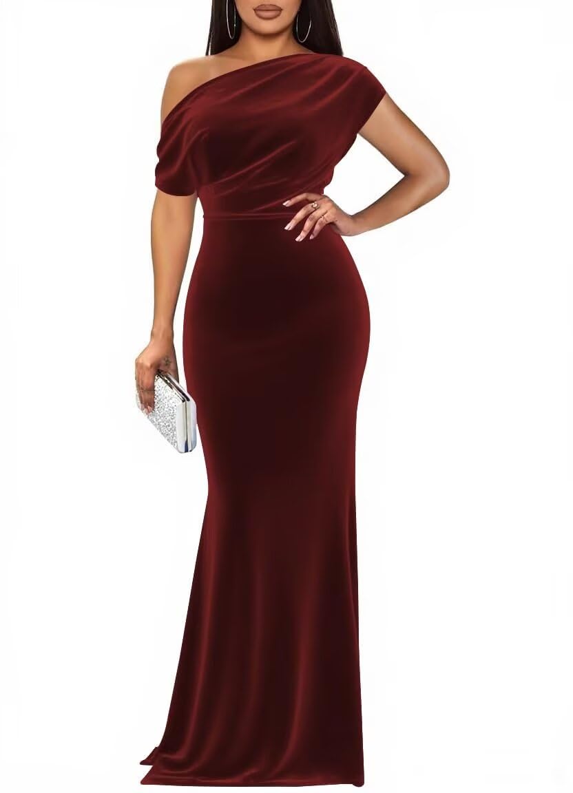 Off The Shoulder Formal Dresses for Women Velvet Mermaid Sleeveless Wedding Guest Dresses 2025 Party Evening Gowns