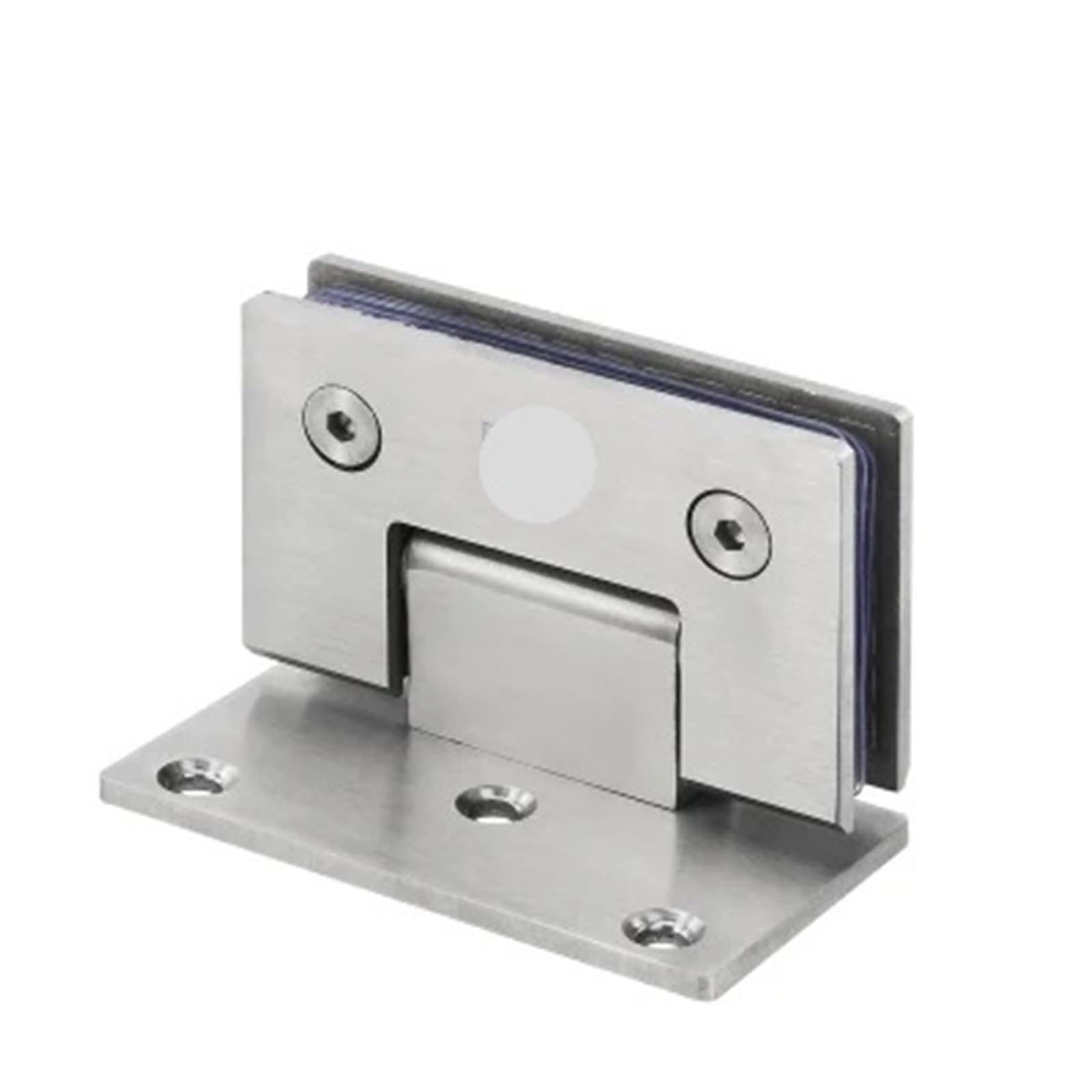 Cnyuon Color B 2 Pcs Stainless Steel Frameless Nickel Brush Glass Door Hinge 90 Degrees Of Bathroom Clamp Folding Clip For Glass Door(Color B)