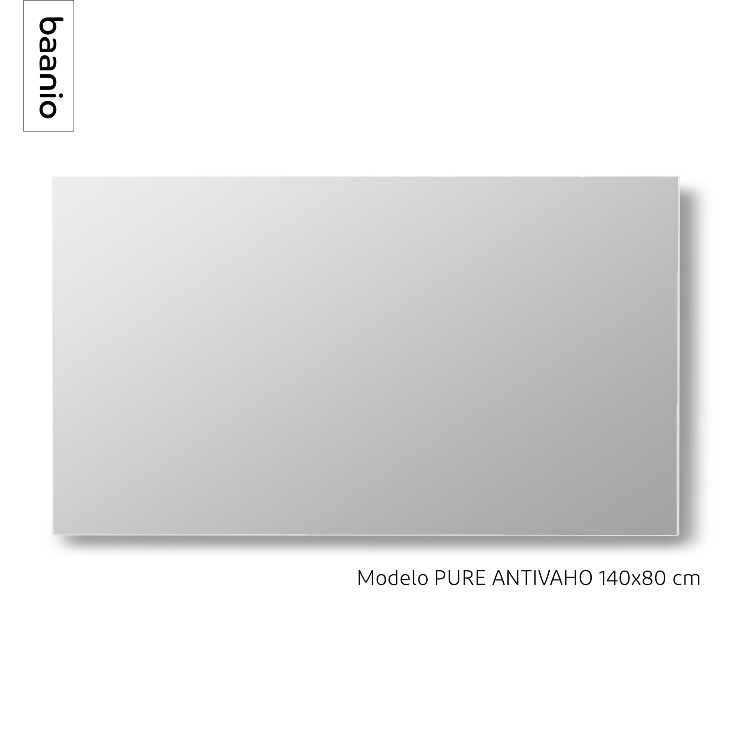 Espejo Baño Rectangular 80x140 cm Pure | Espejos de Baño con Antivaho | Vidrio Resistente 4 mm, Plata Ecológica sin Cobre, Fácil Instalación | Montaje Horizontal o Vertical | Diseño Moderno