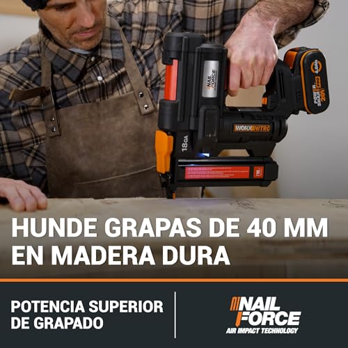 Miniatura 4 de Worx Wx844.9 Grapadora Sin Cable Nitro 20v Grapadora Sin Cable Dispara Hasta 80 Grapas Por Minuto Grapadora Alimentada Por Batería Con Liberación Sin Herramientas Powershare - Solo Herramienta