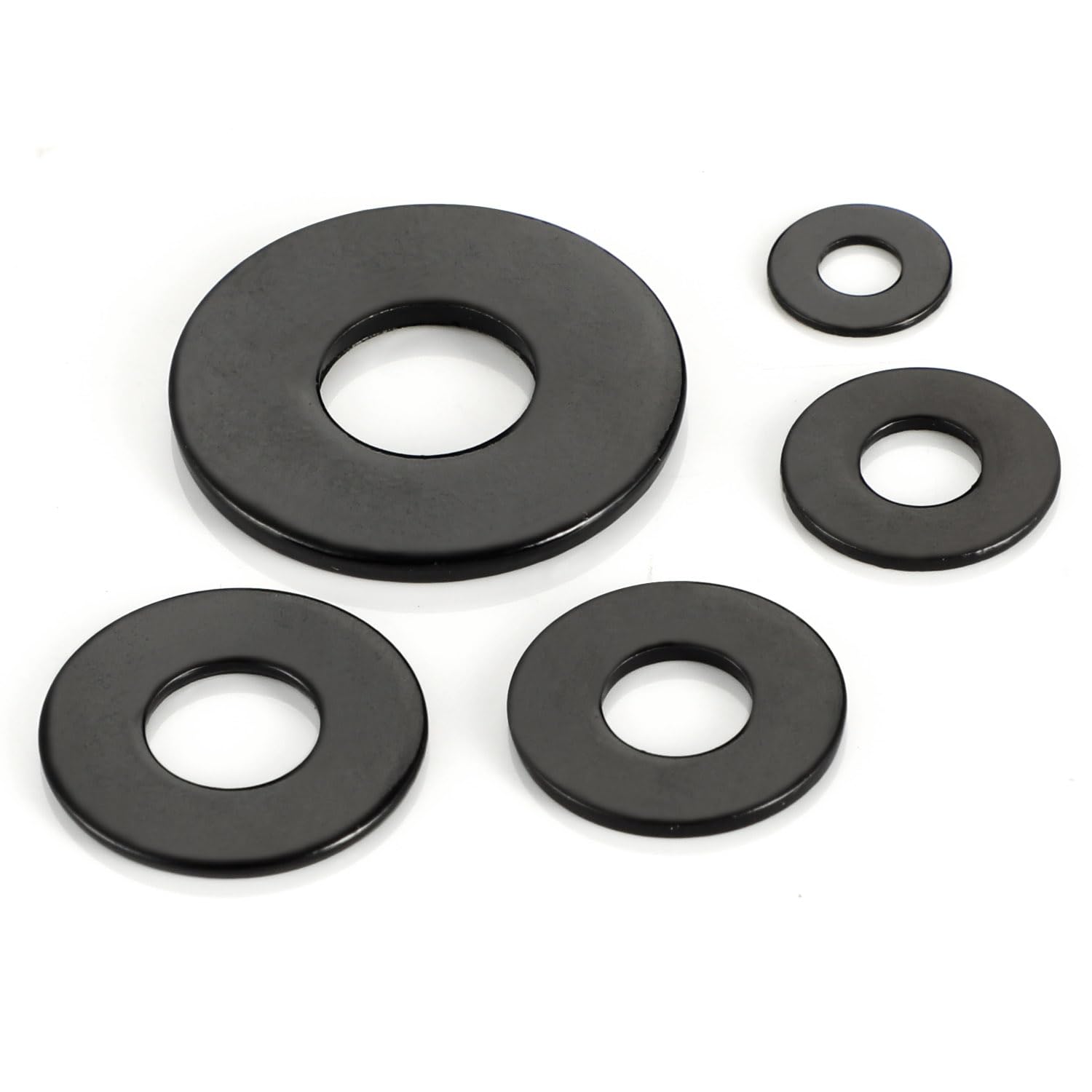 M8 Black Zinc Alloy Flat Washers - 100-Pack Rust-Resistant Hardware For DIY & Auto Projects