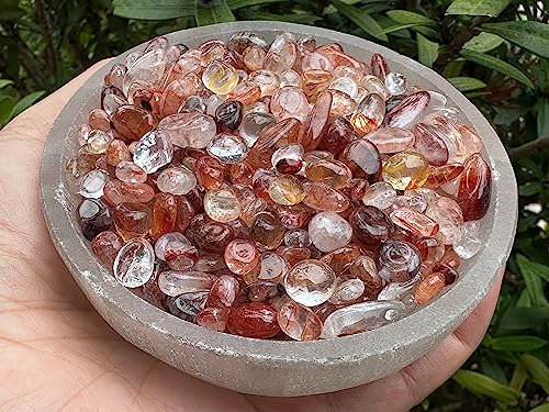 Image of 2 oz Lot Natural Semi Tumbled Fire Quartz Gemstone Chips, Crushed Mini Crystals, Undrilled Crystal Chips