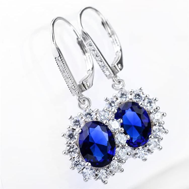 Amy & Annette Leverback Halo Sapphire Earring - 18k White Gold Plated Earrings for Women - Great Gift Idea for Every Occasion - Image 6