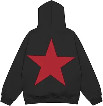 Vamtac Embroidered Star Graphic Hoodie at Front and Back Y2K Oversized Long Sleeve Pullover 2025 Trendy Outfits