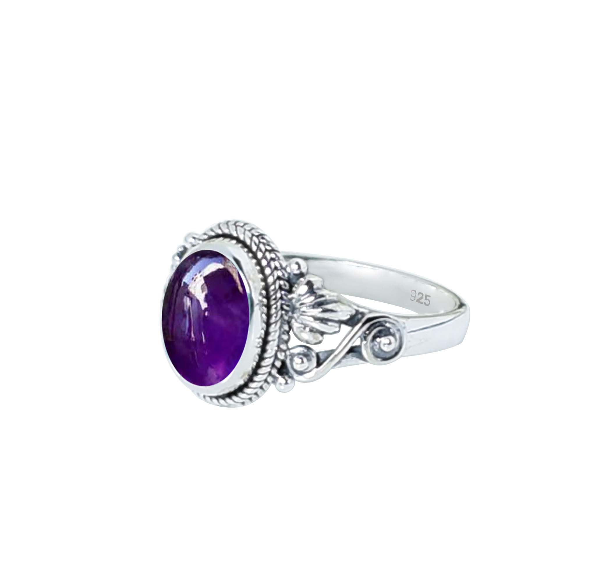 Anello in argento sterling 925 con ametista viola Gems Vibe per donna, regalo perfetto per lei, anelli con pietra preziosa in ametista, gioielli raffinati, anello fatto a mano, misura 9