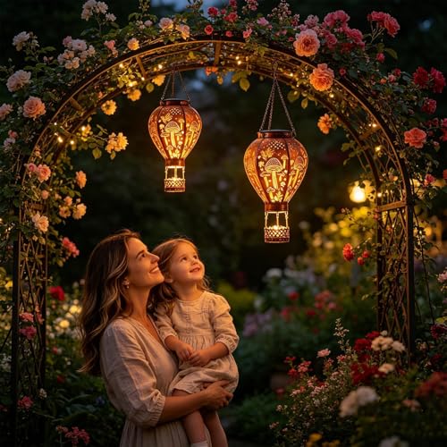 Decoración de globos de aire caliente con luz solar nocturna para bodas y patios 2