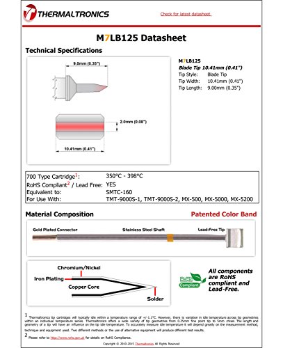 Image of Thermaltronics M7LB125 Blade Tip 10.41mm (0.41in) interchangeable for Metcal SMTC-160