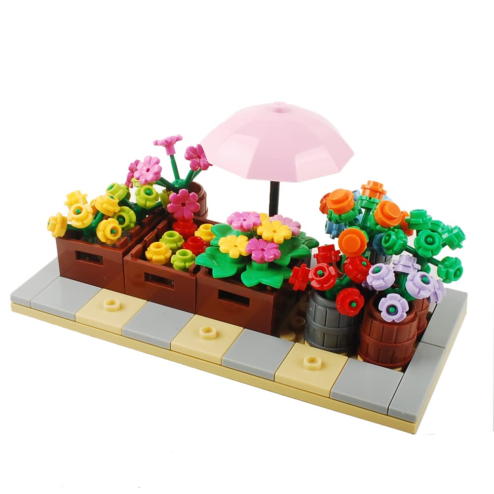 BAENRCY Garden Building Blocks Park Sencery Accessories Street Set Building Bricks Kit DIY Building Set Compatible All Major Brands (Flower Set)