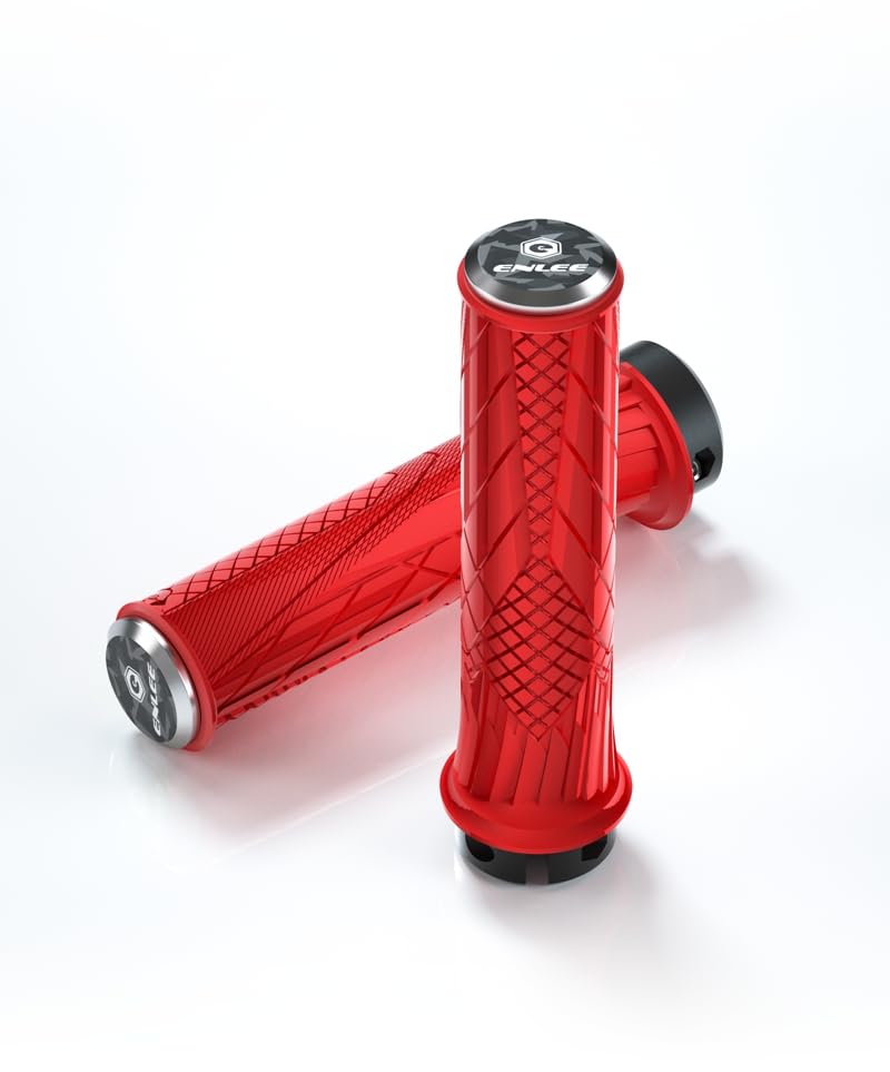 ENLEE5.3 inches Long Rubber Bike Handlebar Grips, Fit 7/8 inches Single Lock Design for BMX, Mountain, MTB, Beach Cruiser, Soft Non-Slip Grip for Enhanced Cycling