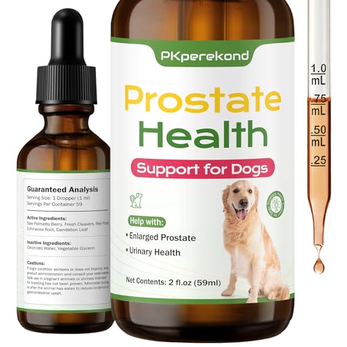 Prostate Health Support for Dogs, Relieves Enlarged Prostate, Supports Urinary Tract Health, Normal Frequency, Enhances Overall Immune Wellness, Natural Herbal Supplement, 2 oz (59 ml)