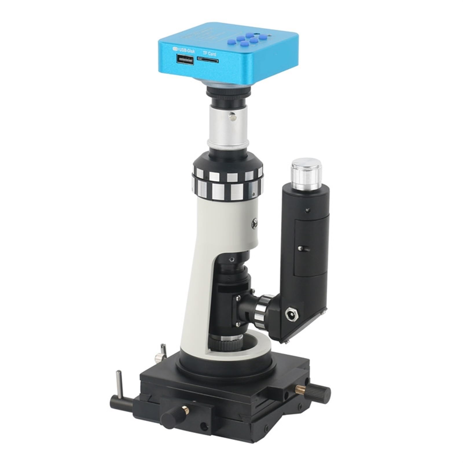Microscopio Metallografico Portatile Portatile Industriale Zoom 100X 400X Microscopio A Luce Polarizzante + Polarizzatore A Base Magnetica(Base With 20MP HDMI USB)