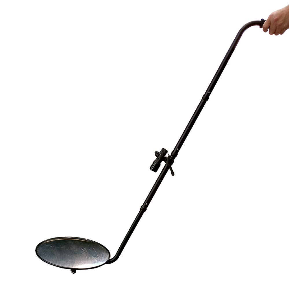 Under Vehicle Inspection Mirror 12Inch Diameter Security Mirror with Wheels and LED Light by