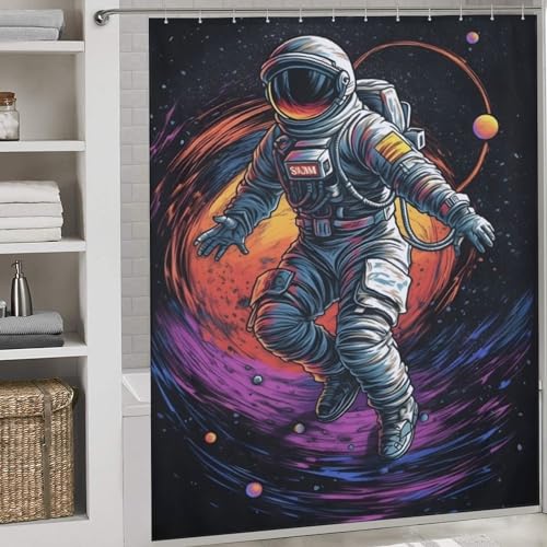 Rideau de douche astronaute imperméable à séchage rapide - 2