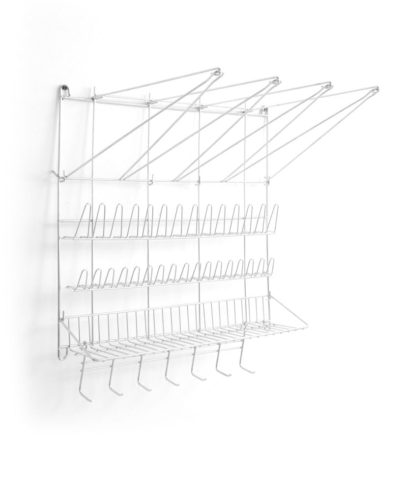 HENDI Wandregal, für Spritzbeutel, mit 4 Einhängungen, 31 Halterungen, 7 Haken und Teigschneidern, 495x340x(H)565mm, Edelstahl