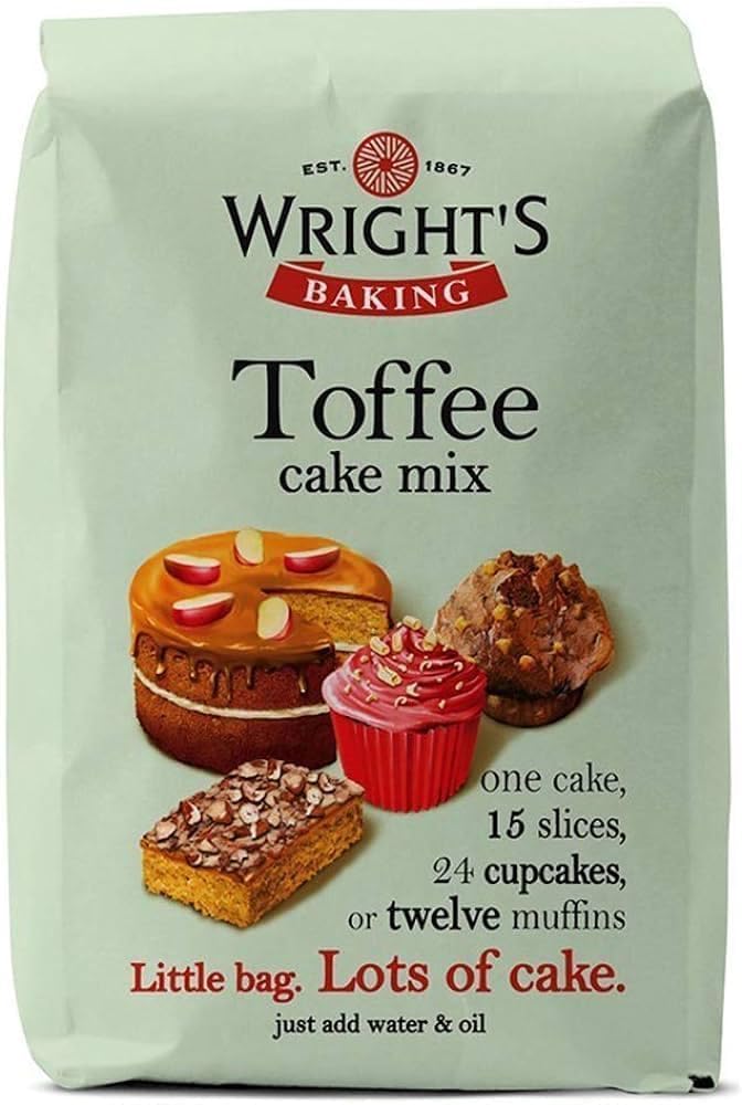 Wright's | Baking Toffee Cake Mix 4X500G (2Kg) | Toffee cake mix with real toffee pieces can be used to bake light & moist cakes, slices, muffins or cupcakes