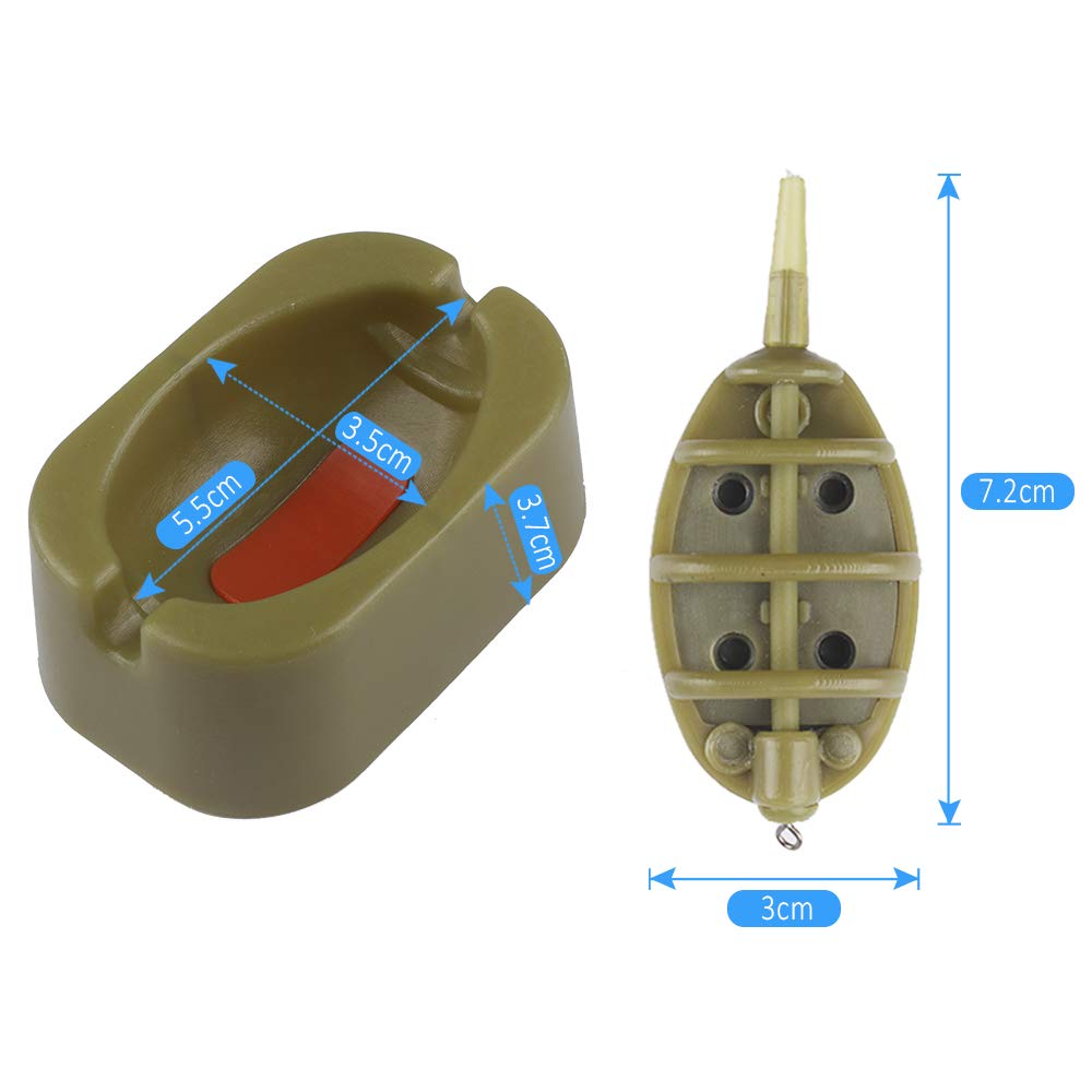 10pcs Accesorios de Cebadores de Pesca Carpa Alimentador de Metodo de Pesca con Molde de Liberación Rápida Juego de 15/20/25/30/35/40/50/60 g