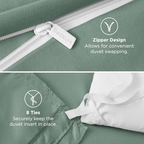Image of Bedsure Duvet Cover Queen Size, 1Pc Soft Double Brushed Bedding, Sage Green | For Kids & Adults, 90 inchx90 inch, Only 1 Comforter Cover, No Pillow Shams, Hotel Luxury, Breathable, Lightweight, Zipper Closure