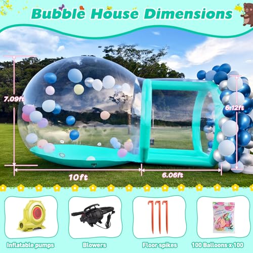 Tente dôme gonflable transparente avec souffleur et pompe, PVC durable de qualité commerciale pour fêtes d'enfants, événements de jardin et utilisation commerciale