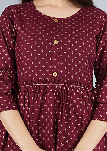 Image of Shiva Fab Short Kurti for Women | Embroidered Straight Rayon Kurta | Round Neck Full Sleeves Short Kurti for Women's