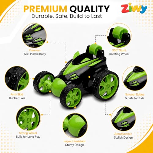 Image of Green 360 Rotating & Rolling Stunt Car Toy | Spin, Stunt, Flip Functions | Remote Control Stunt Car Toy for Kids | Toys for Boys 7-14 Years | Birthday Gift for Kids