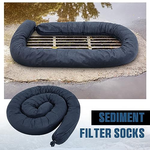 4-Pieces-Sediment-Filter-Sock-Silt-Fence-5-x-10-Erosion-Control-Blankets-Filter-Fabric-for-Drainage-Bathroom-Sink-Bathtub-Drain-Strainers-Storm-Drain-Protection-for-Water-ManagementBlack