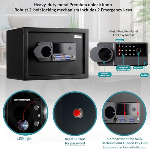 Image of Plantex 23 Litre Digital Safe Locker for Home /Safe Locker Box with Touchscreen Panel /User Dual Code Access with Emergency Key Locks /Locker for Home Jewellery /2 Years Warranty By Plantex (Black)