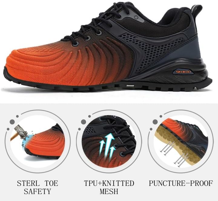 Men's Steel Toe Shoes Composite Safety Sneakers Work Casual Fashion Shoes Comfortable Puncture Proof Indestructible - Image 5