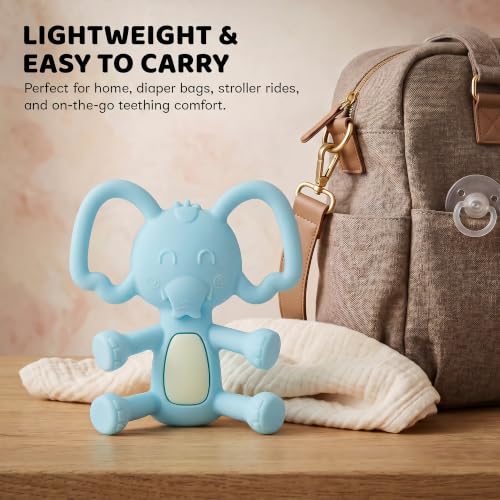 Image of Baybee Silicone Baby Teether for Teething Gums, Manhattan Teething Rattle Toy with Loops Ring, 100% Food Grade Silicone & BPA Free Teethers Toy for Babies, Chew Teether for 6 to 12 Months (Blue)