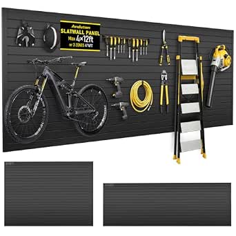 Avalution 4x12 ft Garage Slat Wall Paneling, Black