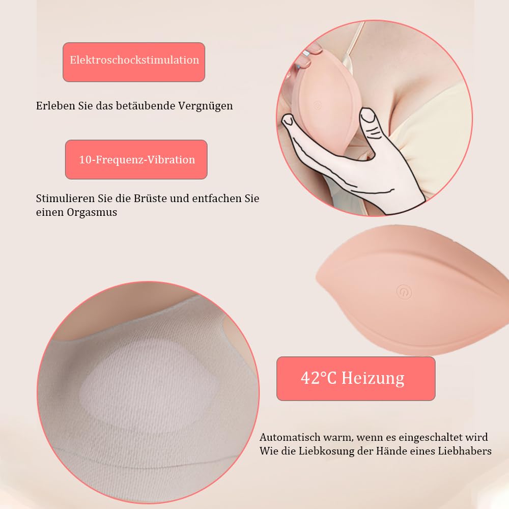 Nippel Brust Vibration Massagegerät mit 10 Vibrationsmodi & 3 Sexuelle Elektrostimulation Modus Elektro Shock Bruststimulatoren SM Heizung Brustvergrößerung Vibrator Sex Spielzeug für Frauen