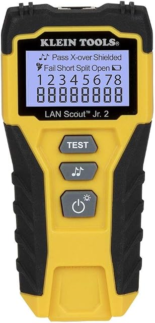 Cable Tester, LAN Scout Jr. 2 Ethernet Cable Tester for CAT 5e, CAT 6/6A Cables with RJ45 Connections Klein Tools VDV526-200