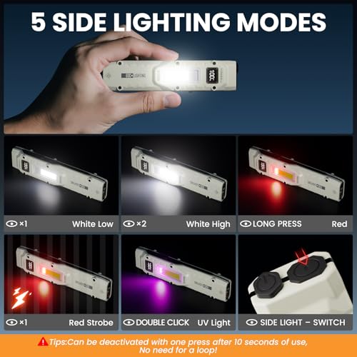 Image of Yemao EDC Tactical Flashlight, Flat Flashlights Rechargeable,Dual-Switches LED Small Flashlight,Stainless Steel 8 Modes Pocket Flash Light for Home,Camping,and Emergency