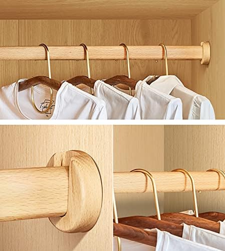 Wooden Closet Rod, Adjustable 59-Inch Wardrobe Pole for Hanging Clothes, Includes Fittings & Kits, Ideal for Shoe Cabinets & Laundry Rooms (Light Grey)