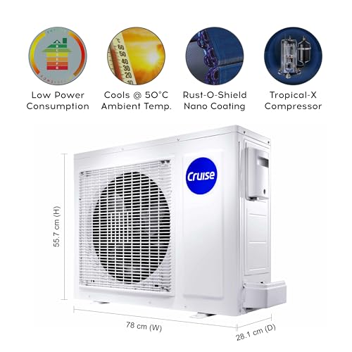 Image of Cruise 1.5 Ton 5 Star, New star rated, Inverter Split AC (Copper, Convertible 4-in-1, Cooling at 55 C, PM 2.5 Filter, New BEE Rated Energy Saving, Anti-Rust Tech, CWCVBM-VQ1D185, White)