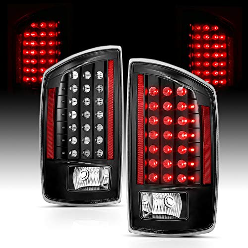 AmeriLite For 2007-08 Dodge Ram 1500 07-2009 Ram 2500 3500 Pickup Black LED Replacement Tail Lights Set - Passenger and Driver Side