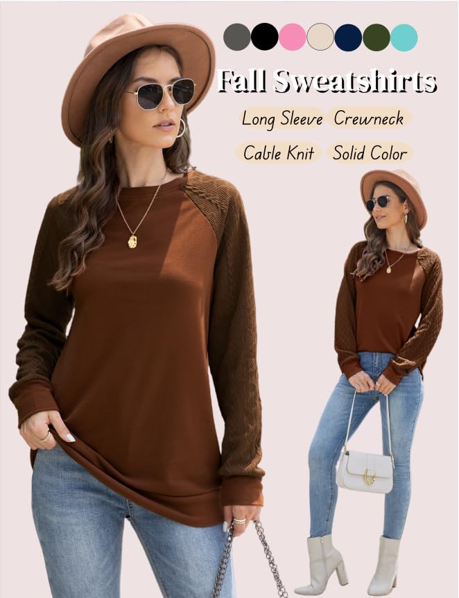Image of Bluetime Women's Long Sleeve Sweatshirts Fall Crewneck Tunic Tops Casual