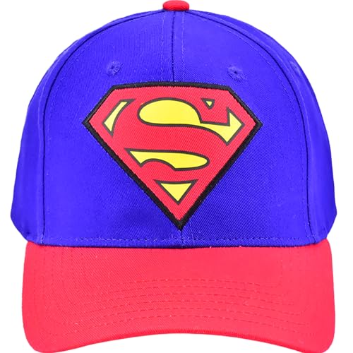 Image of DC Comics Superman Baseball Cap, Adult Adjustable Cotton Snapback Hat with Curved Brim for Men and Women, Multi, One Size