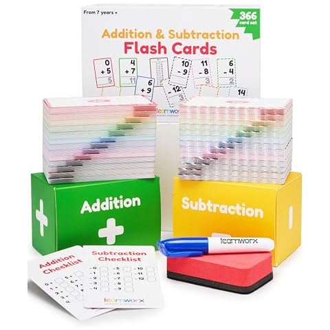 Addition and Subtraction Flash Cards 1st Grade | 366 Math Flash Cards 2nd Grade & 3rd | Subtraction & Addition Flash Cards | Math Facts 0-12 | Learn Math for Kids Ages 4 5 6 7 | Family Bulk Flashcards Cover