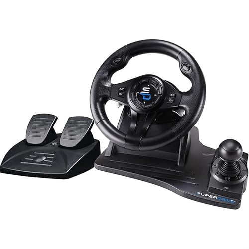 SUBSONIC Superdrive – GS550 steering racing wheel with pedals, paddles, shifter and vibration for Switch, Xbox Serie X/S, PS4, Xbox One, PC, PS3 (programmable for all games)