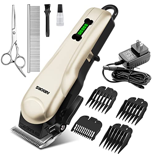AIBORS Dog Clippers for Thick Coats, Low Noise Cordless Professional Heavy Duty Grooming Kit, Pet Hair Clippers, Shaver for Small Large Dogs Cats