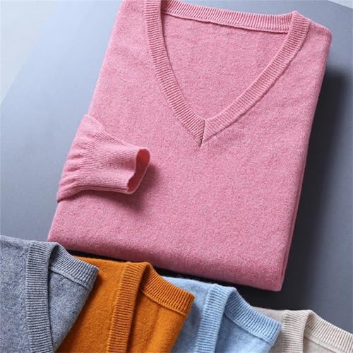 Men's V-Neck Long Sleeve Pullover Jumpers in Solid Color, Standard Male Woolen Knitting Clothes4