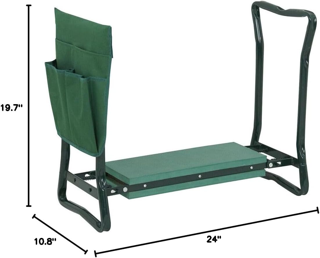 Garden Kneeler Seat Folding Portable Bench Kneeling Pad Tool Pouch