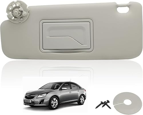 Visera parasol gris para lado izquierdo del conductor con espejo con tornillos compatible con Chevrolet Cruze 2011-2016 Reemplazo 95034256 95034253