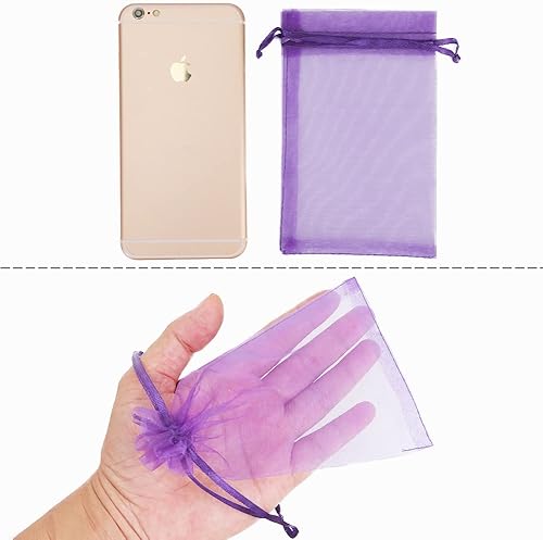 Miniatura 55 de HRX Package 100 bolsas de organza con cordón verde oliva, 4 x 6 pulgadas, bolsas de regalo de malla de caramelo, bolsas de joyería, bolsitas