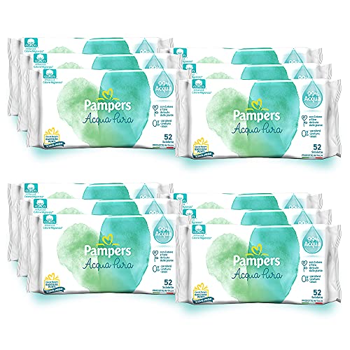 Pampers Naturello - Toallitas delicadas, 99% de agua, con algodón 100% orgánico, 9 paquetes de 52 unidades, 468 toallitas