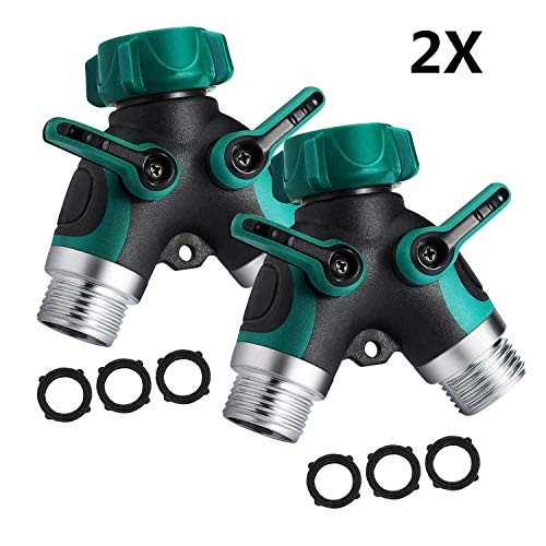 traderplus 2Pcs 2-Way Hose Splitter Water Sprinkler Valve with Comfort Grip and Washers