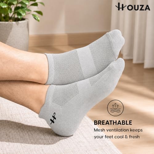 Image of HOUZA Bamboo Ankle Socks For Men | Anti-Bacterial, Breathable & Odour-Free | 3X Softer Than Cotton Socks | Ideal for Sports, Walking, Gym & Daily Wear | Sizes- (UK 7-10)